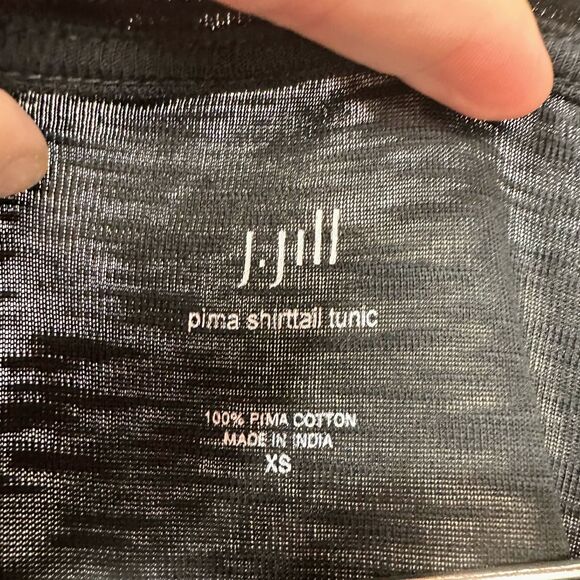 J. Jill Black Pima Cotton Short Sleeve Shirttail Tunic Women's XS - Picture 2 of 4